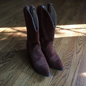Brown Suede Code West Cowboy Boots
